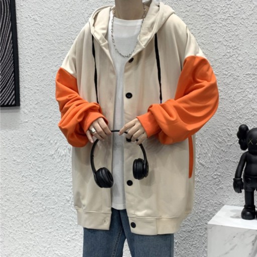 Jackets Men Patchwork Handsome Casual Baggy Hooded