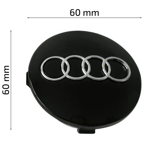 КРЫШКИ, КРЫШКИ, ЗНАЧКИ ДЛЯ ДИСКОВ AUDI - 60 ММ - ЧЕРНЫЕ 4 ШТ.