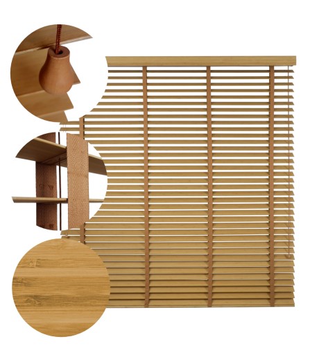 Żaluzje Drewniane na wymiar CLICKY Flip 50mm 90x140cm