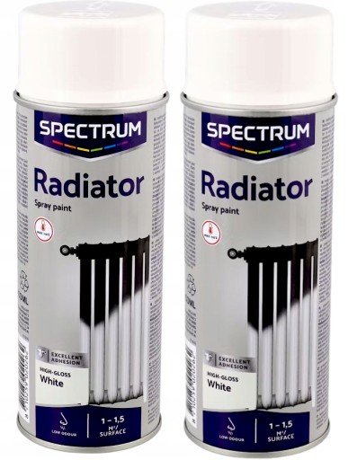 2x FARBA DO GRZEJNIKA KALORYFERÓW SPRAY POŁYSK BIAŁA 400 ml