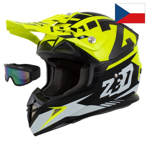 МОТОЦИКЛЬНЫЙ ШЛЕМ ZED RED X1 CROSS QUADA + ОЧКИ