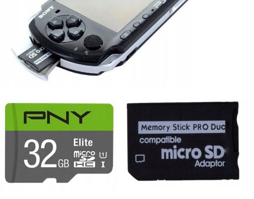Карта Elite 32 ГБ + адаптер MS PRO DUO для PSP