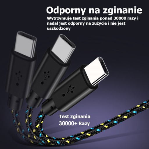 OPLATANY ŻÓŁTY KABEL USB-C WZMACNIANY QUICKCHARGE