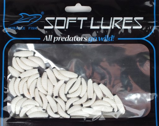 Sztuczny biały robak pinka przynęta 20 mm 50 sztuk Miracle Fish