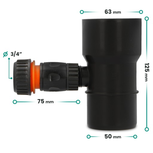 ŁAPACZ DESZCZÓWKI 63 MM ZBIERACZ WODY DESZCZOWEJ ODZYSKIWACZ RYNNY CZARN X5