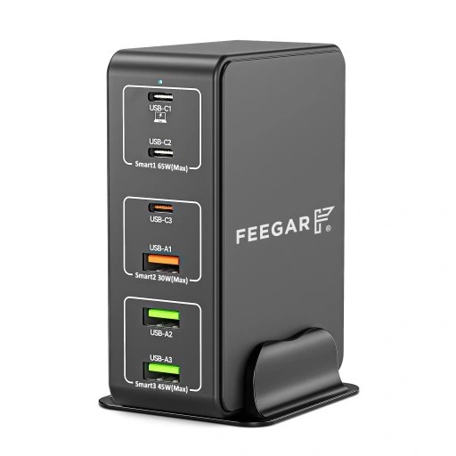 Сетевое зарядное устройство Feegar мощностью 86 Вт, 5x USB, 1 x Type-C PD