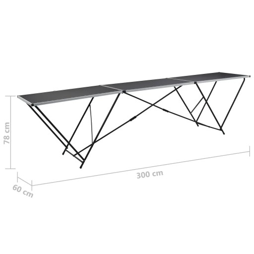 vidaXL Складной стол для обоев из МДФ и алюминия 300x60x78 см