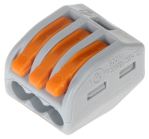 Wago CUBE 222-413 БЫСТРОСОЕДИНИТЕЛЬ ДЛЯ КАБЕЛЯ 3 КАБЕЛЯ 0,08-4 мм²