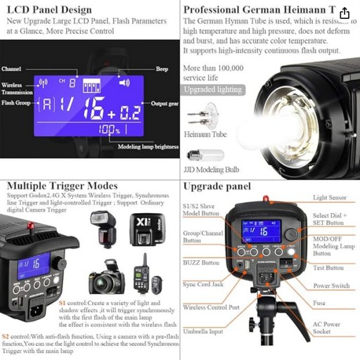 GODOX DP-1000II 1000 Студийный стробоскоп 220 В 2,4G HSS 1/8000 с