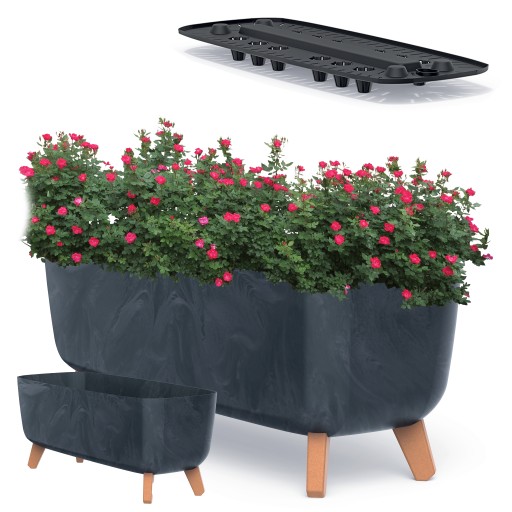 Цветочный горшок на ножках FLOWER BOX антрацит Система орошения