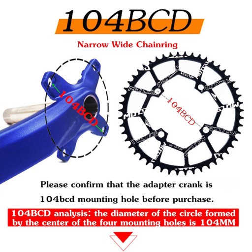Sprocket 40T ~ 52T Единственный узкий широкий черный 44T