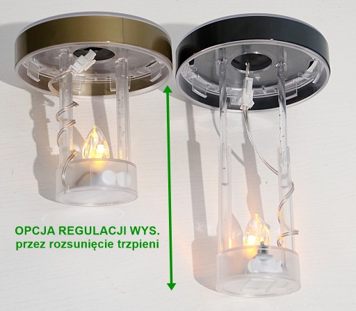 ZNICZ SOLARNY ZŁOTY ATENY wys. 31cm, ciepłe światło LED