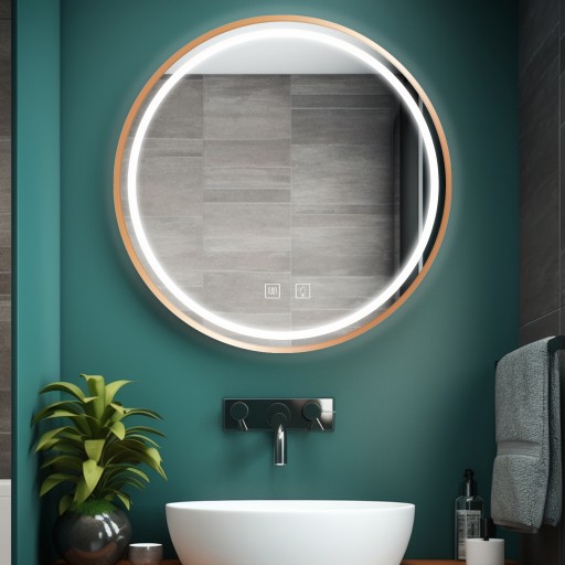 LUSTRO WISZĄCE PODŚWIETLANE LED RÓŻOWE ZŁOTO ROSE GOLD RAMA OKRĄGŁE 80cm