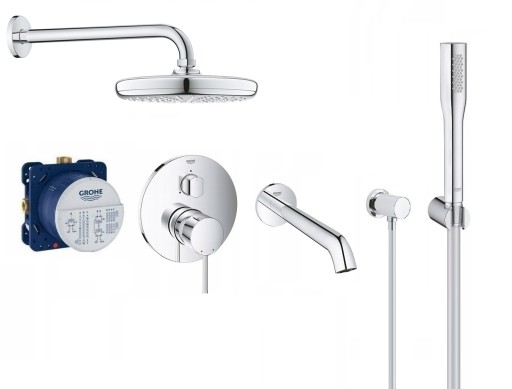 Zestaw podtynkowy wannowy GROHE ESSENCE z wylewką 22 cm deszczownica 21 cm