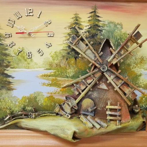 ЧАСЫ, 3D КОЖАНАЯ КАРТИНА, ПОДАРОК, НОВЫЕ