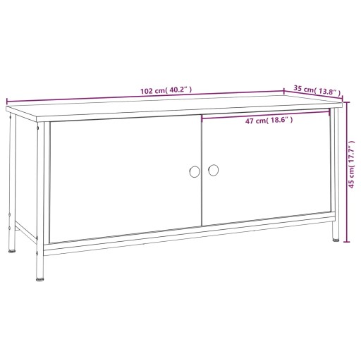 vidaXL Szafka TV, brązowy dąb, 102x35x45 cm, materiał drewnopochodny