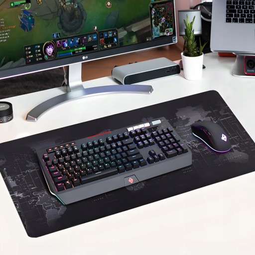 Большой коврик для мыши 80x30 с картой мира, офисная мышь