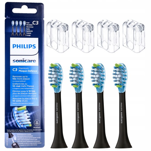 4 НАСАДКИ PHILIPS Sonicare C3 ПРЕМИУМ, ЧЕРНЫЕ, НОВЫЕ
