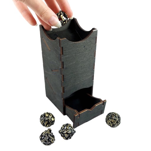DICE TOWER EBONY ТЕМНО-ДЕРЕВЯННЫЕ DICE TOWER 13 СМ + КЛЕЙ