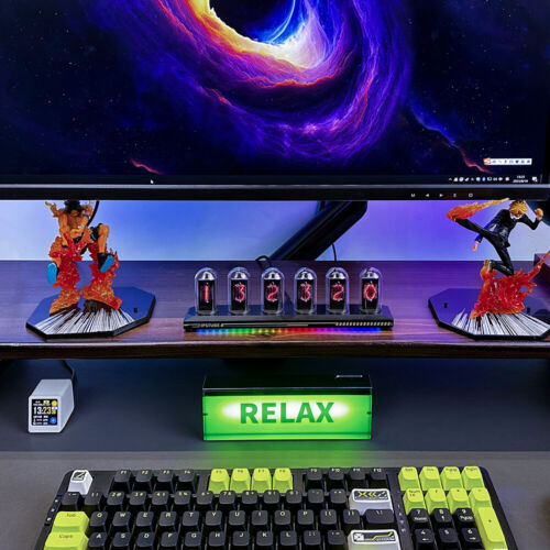 Часы псевдо-Nixie из алюминиевого сплава RGB IPS, украшение для компьютерных часов