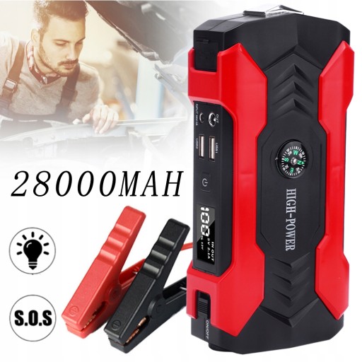 Jump Starter Booster Rozrusznik samochodu Power Bank 12V 28000mah 800A