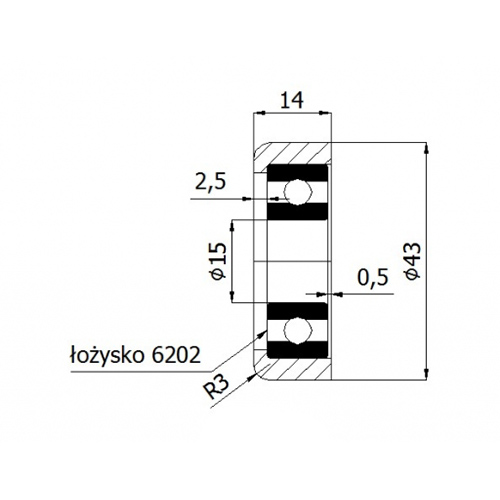 Kółko Rolka metalowa fi. 43 mm do bram