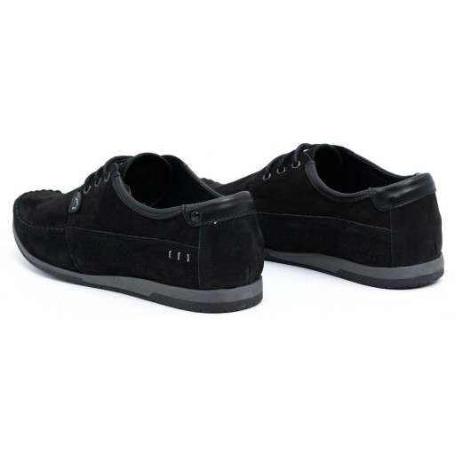 Мужские туфли кожаные лоферы с лакомы 875 Black Nubuk 49