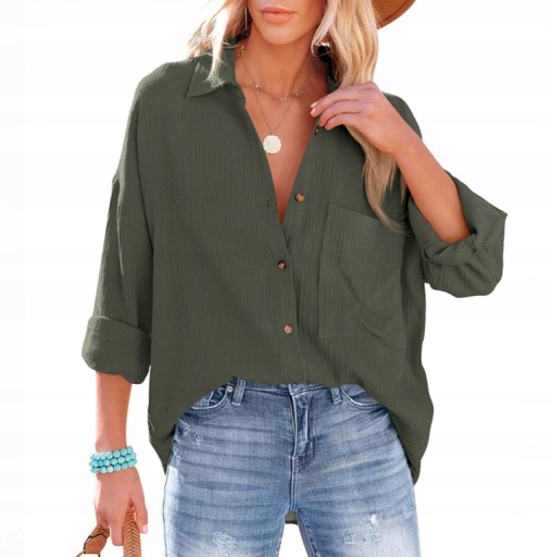 МУСЛИНОВАЯ РУБАШКА ЖЕНСКАЯ - СВОБОДНАЯ OVERSIZE Италия, M