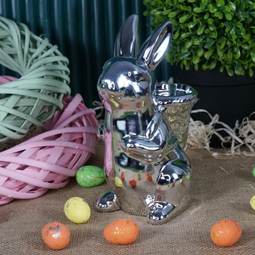 Zając królik ceramiczny 20 cm osłonka pod stroiki