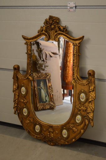 LUSTRO HERBOWE + 6 MEDALIONÓW PORCELANOWYCH BOGATE