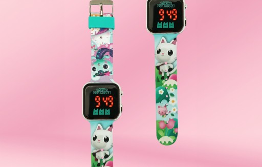KIDS LICENSING ZEGAREK Z WYŚWIETLACZEM LED ALARM KALENDARZ KOCI DOMEK GABI