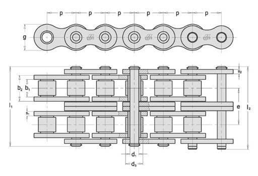Цепь приводная роликовая 08A-2 1/2