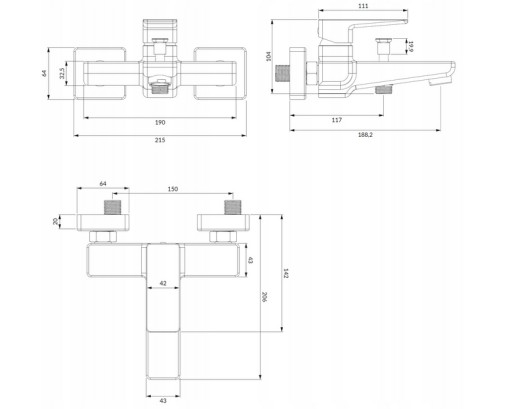 Omnires Parma PM7430BL Черный смеситель для ванны