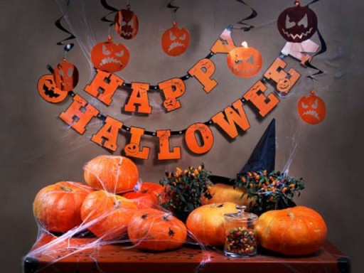 Баннер Happy HALLOWEEN, более 2 метров, оранжевый