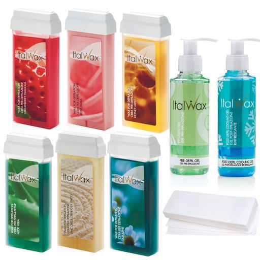 6x ВОСК для депиляции ItalWax В РУЛОНЕ + полоски + гель