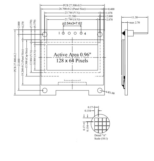 OLED 128x64 3 В SSD1306 SPI 0,96
