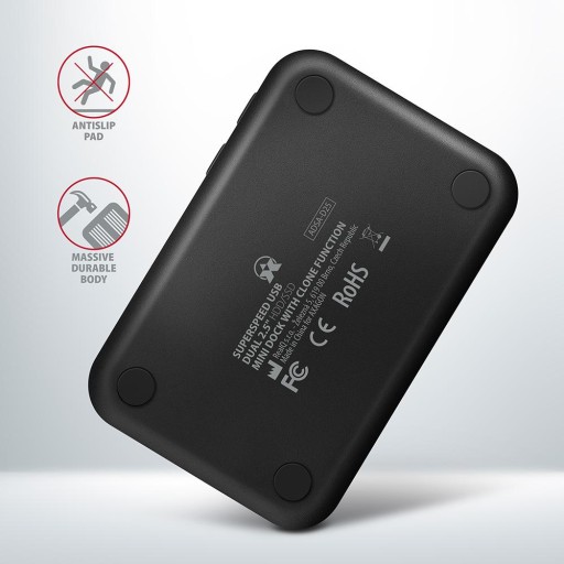 Док-станция USB-A 3.2 Gen1 для 2 твердотельных/жестких дисков SATA 6 Гбит/с 2,5 дюйма с функцией клонирования