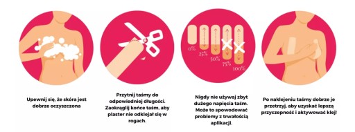 Taśma modelująca do biustu pod sukienkę CureTape czarna osłonki silikonowe