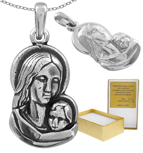 СЕРЕБРЯНАЯ МЕДАЛЬ БОГОМАТЕРЬ С РЕБЕНКОМ ПР. 925