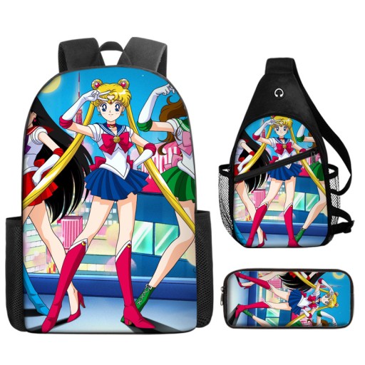 SAILOR MOON ZESTAW SZKOLNY PLECAK TORBA PIÓRNIK wysoka jakość