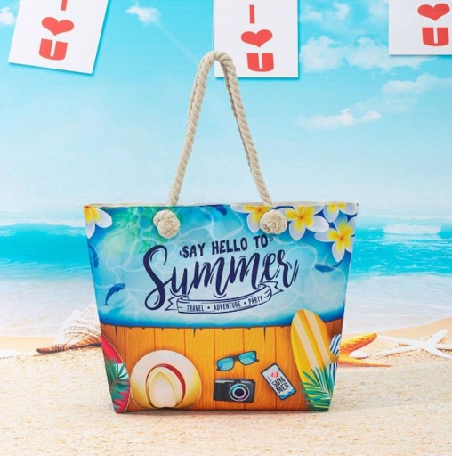 TORBA PLAŻOWA Z UCHWYTEM ZAPINANA ZAMEK SHOPPER TOREBKA NA PLAŻĘ PIKNIK MIX