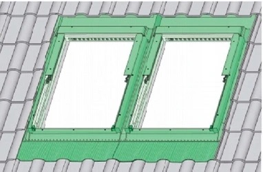 Zestaw 2 okien FAKRO PTP-V U4 94x140 + kołnierz B2/1 EHV-AT THERMO RAL 7022