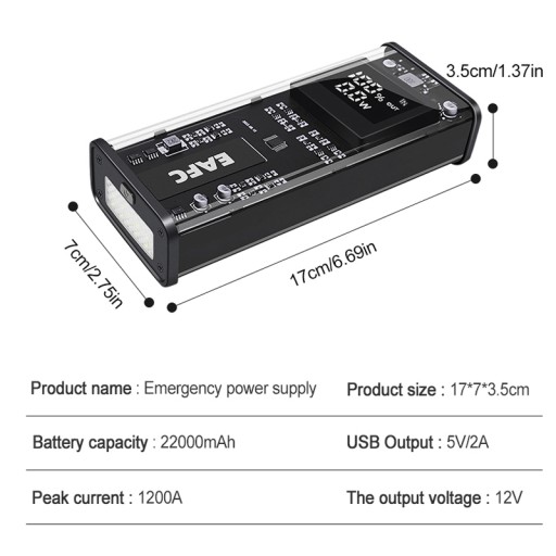 BOOSTER JUMP STARTER EAFC POWERBANK 20000 мАч/1200 А