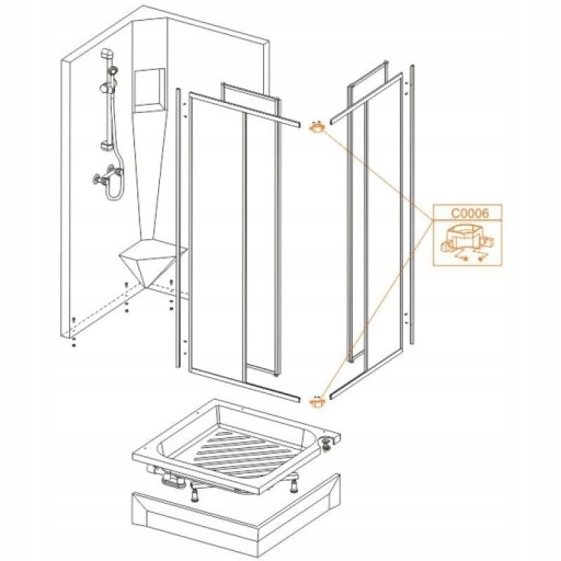 Sanplast 660C0006 Соединитель угловой белый для душевых кабин