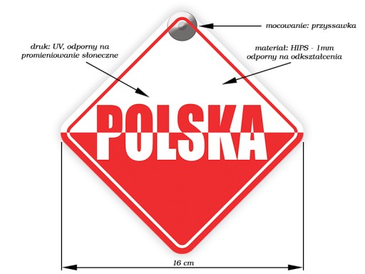 ПОЛЬША - ФЛАГ - ПРИСОСКА ДЛЯ ОКНА АВТОМОБИЛЯ
