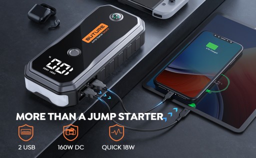BUTURE Jump Starter 5000A 26800 мАч (все газы/10 л дизель) автомобильный аккумулятор, BETA03