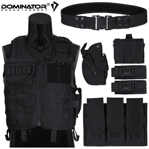 ВОЕННАЯ ТАКТИЧЕСКАЯ ЖИЛЕТКА С ПОДСУМКАМИ DOMINATOR HUSSAR PROTECTION ЧЕРНАЯ