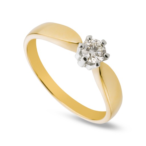 Два -корровое золотое классическое обручальное обручальное кольцо с Diamond 0,18CT