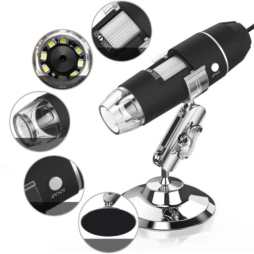 Mikroskop Cyfrowy na USB z Dużym Przybliżeniem x1600 2Mpx 8 LED