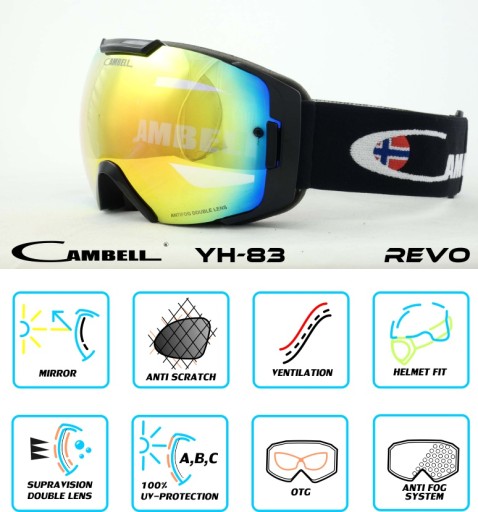 Поликарбонатные лыжные очки для сноуборда UV400 REVO